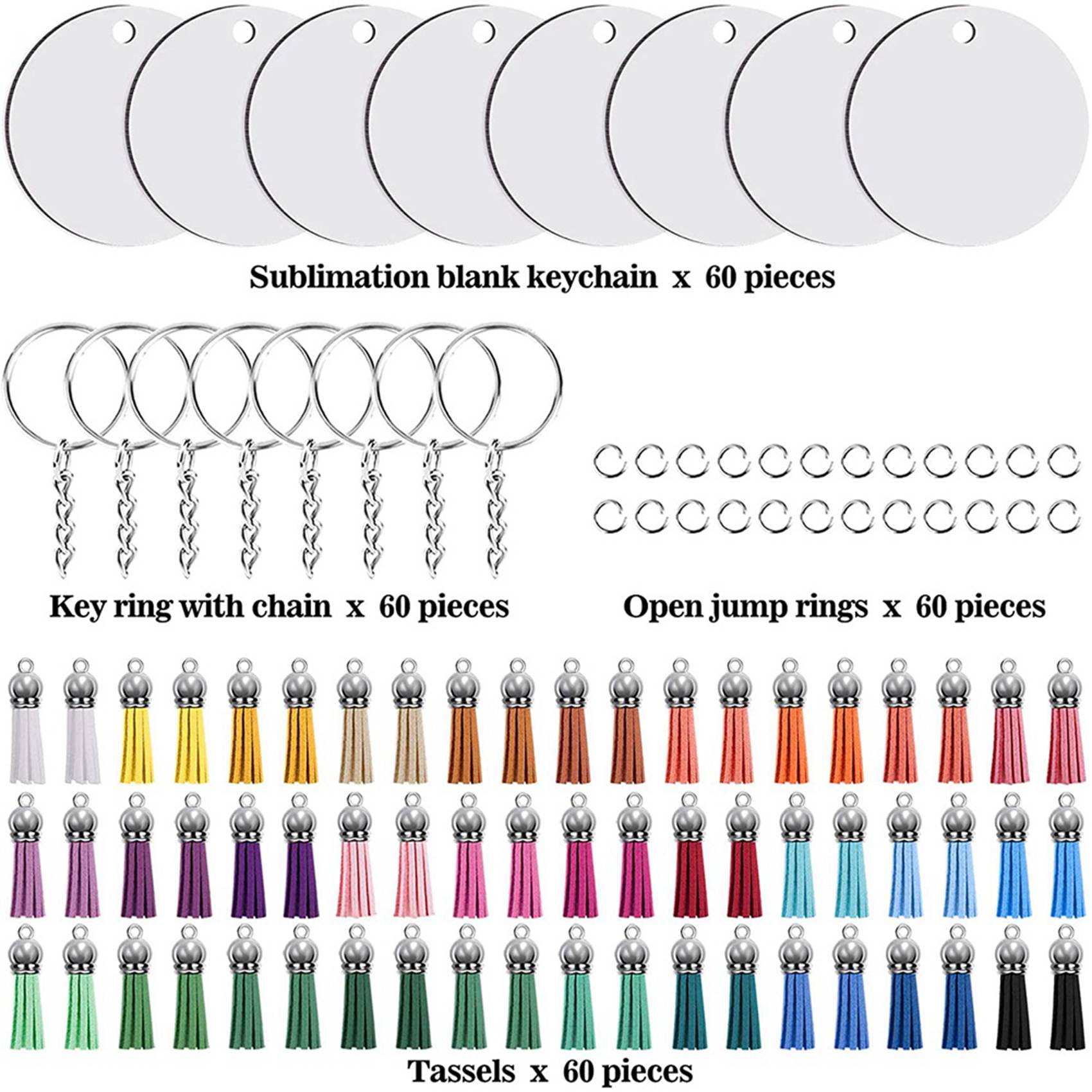 Wood Ring Blank - 480 Pieces Sublimation Blanks Keychain Set